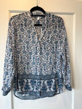Kut from the Kloth Blue Floral Shirt
